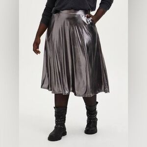 Torrid Metal Gray Liquid Shine Midi Skirt - 3
